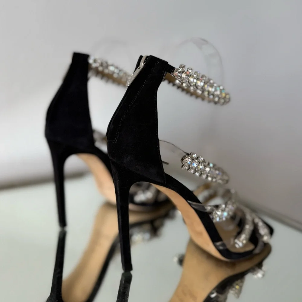 EUC JIMMY CHOO Josefine Crystal Strappy Cocktail Stiletto Sandals